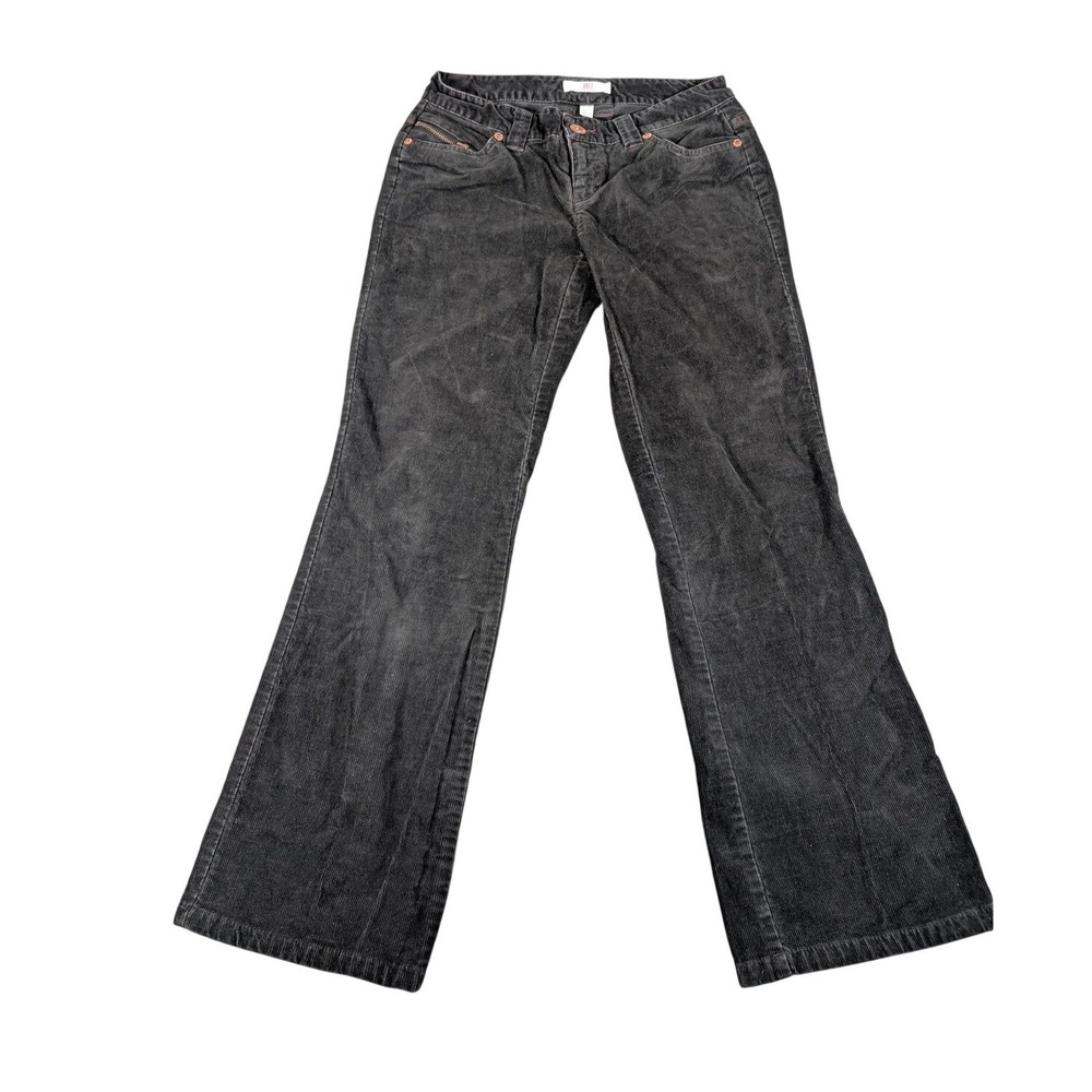 JLO Jennifer Lopez Heart Embroidered Corduroy Flare Pants Black Womens Size 3